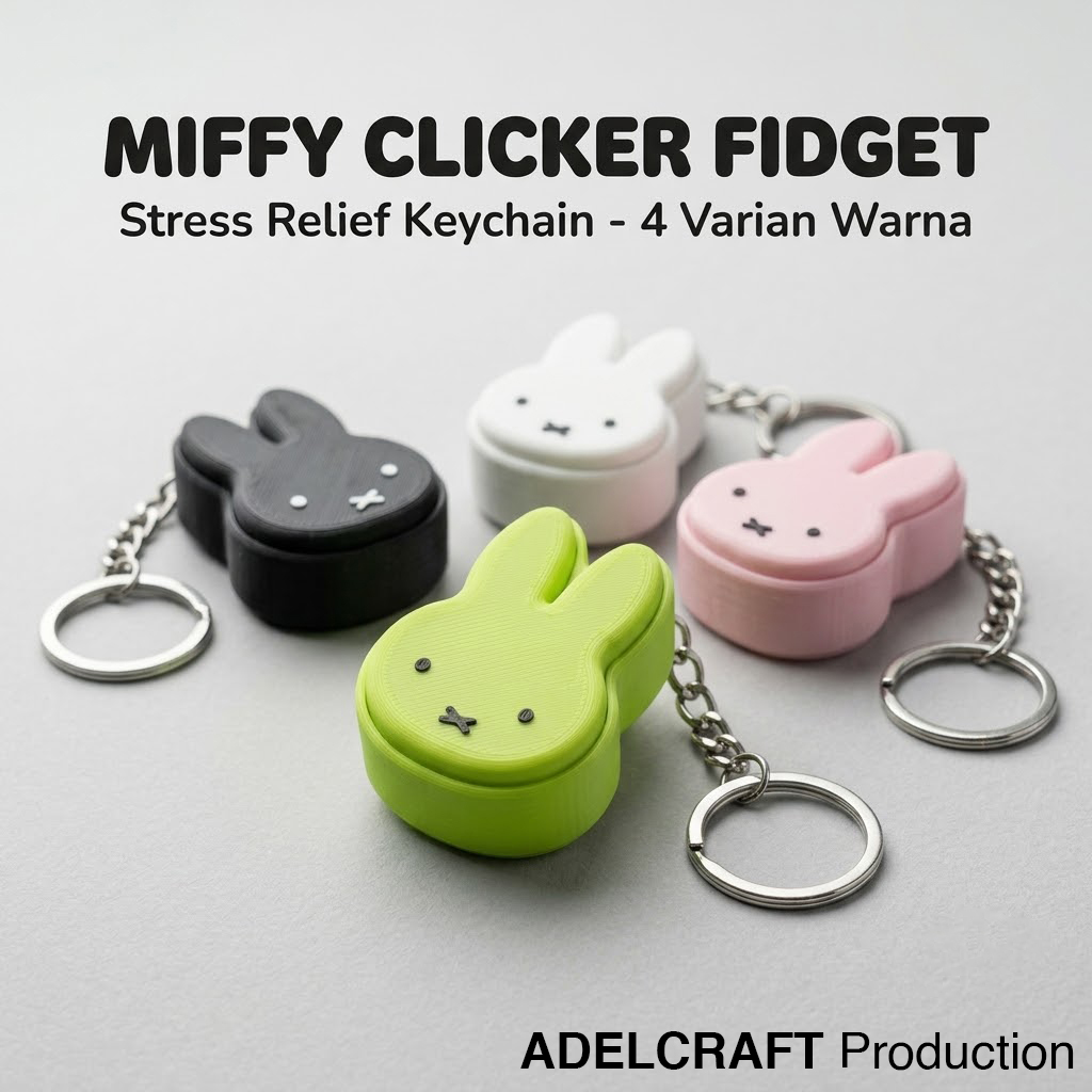 Ktmstore - Miffy Clicker Fidget Gantungan Kunci Kelinci Mechanical Keyboard 3D ASMR PETG