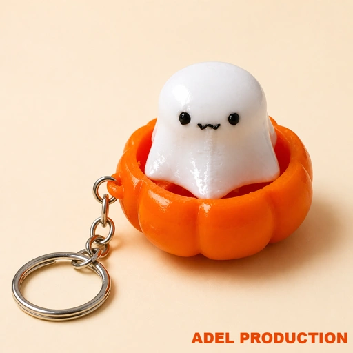 Ktmstore - Ghost Pumpkin Fidget Clicker Gantungan Kunci 3D PETG Mainan Anti Stres