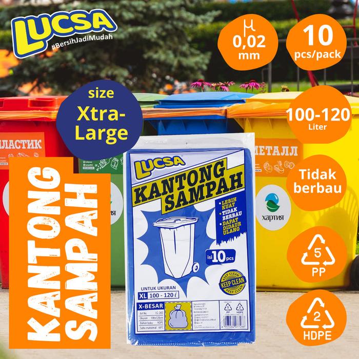 Kantong Sampah XL 100-120L Plastik Sampah Bin Garbage Bag Lucsa 260