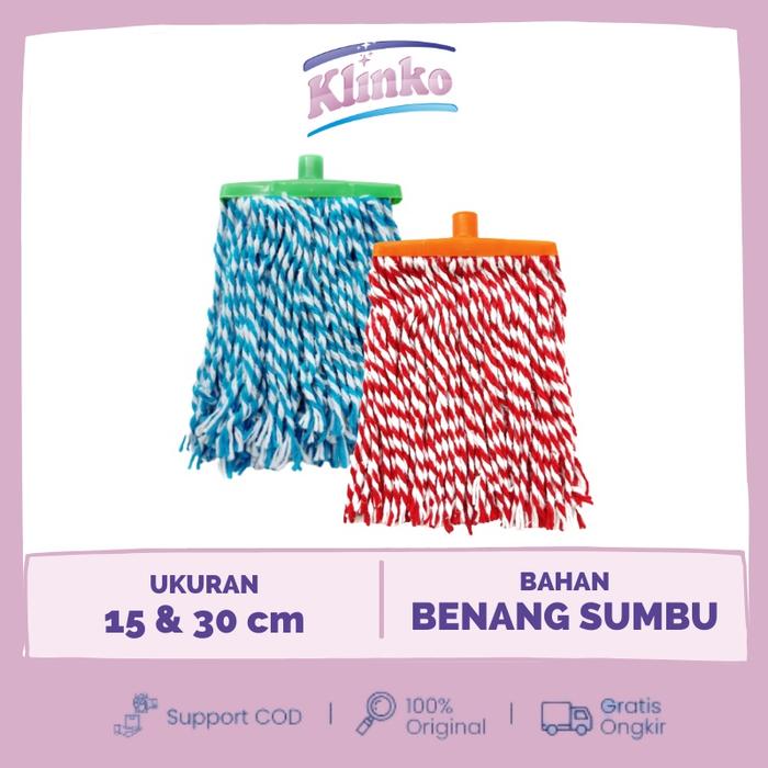 REFILL Alat Pel Lantai 2 warna Mop Baguette Bicolor pel benang sumbu Klinko