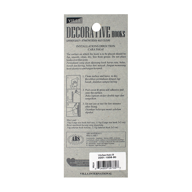 Villa Deco Hook 1008 Bunga Gantungan baju Kail Tempel 2201-1008