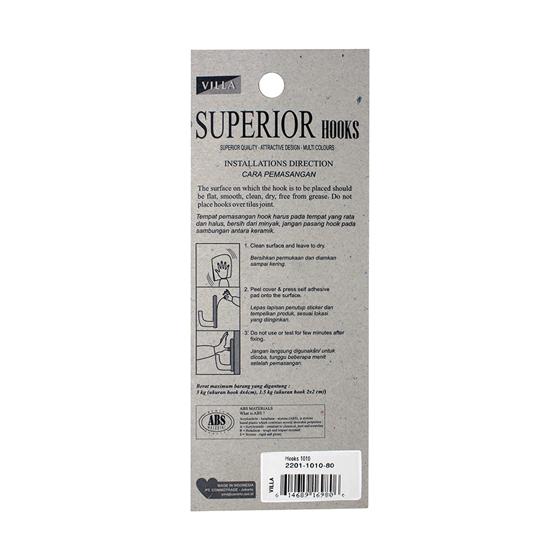 Villa Superior Cupola Large Hook 1010 Gantungan baju Tempel 2201-1010