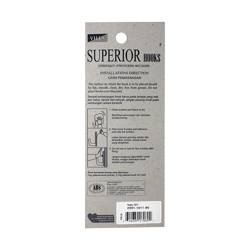 Villa Superior Oval Large Hook 1011 Gantungan baju Tempel 2201-1011