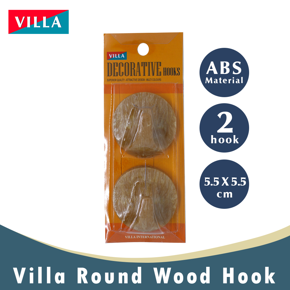 Villa Round wood Hook Gantungan baju Kail Unik Tempel Kuat 2201-2012
