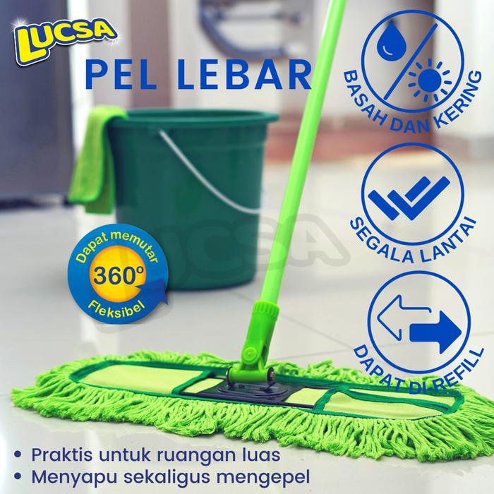 Pel Lebar 45cm Alat Pel Sapu Lantai Lobby Set Dust Mop Lucsa LM-150