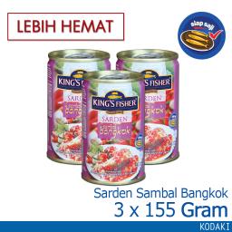 Paket 3 pcs Kings Fisher Sarden mini rasa saus bangkok Makanan Kaleng 155g kings fisher
