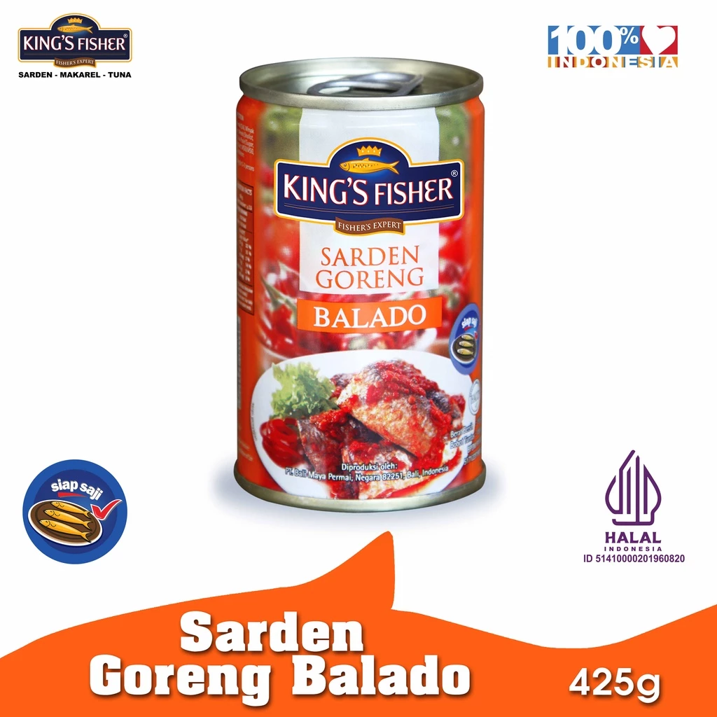 King's Fisher Sarden Goreng Rasa Balado Makanan Kaleng 425 gr