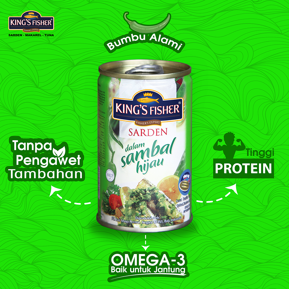 Paket couple 2 pc King's Fisher Sarden sambal hijau Makanan Kaleng 155g kings fisher