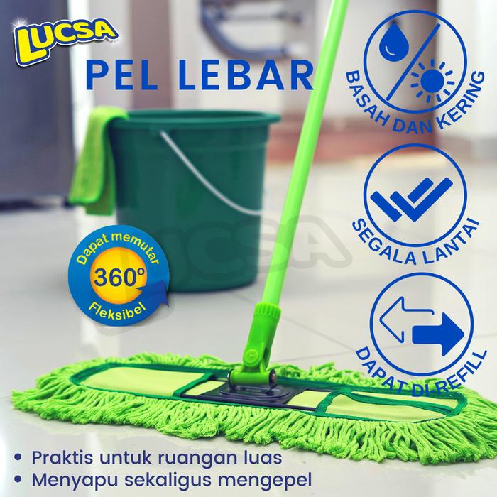 Pel Lebar 35cm Alat Pel Sapu Lantai Lobby Set Dust Mop Lucsa LM-170