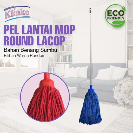 Alat Pel Lantai warna Mop Round pel benang sumbu Klinko