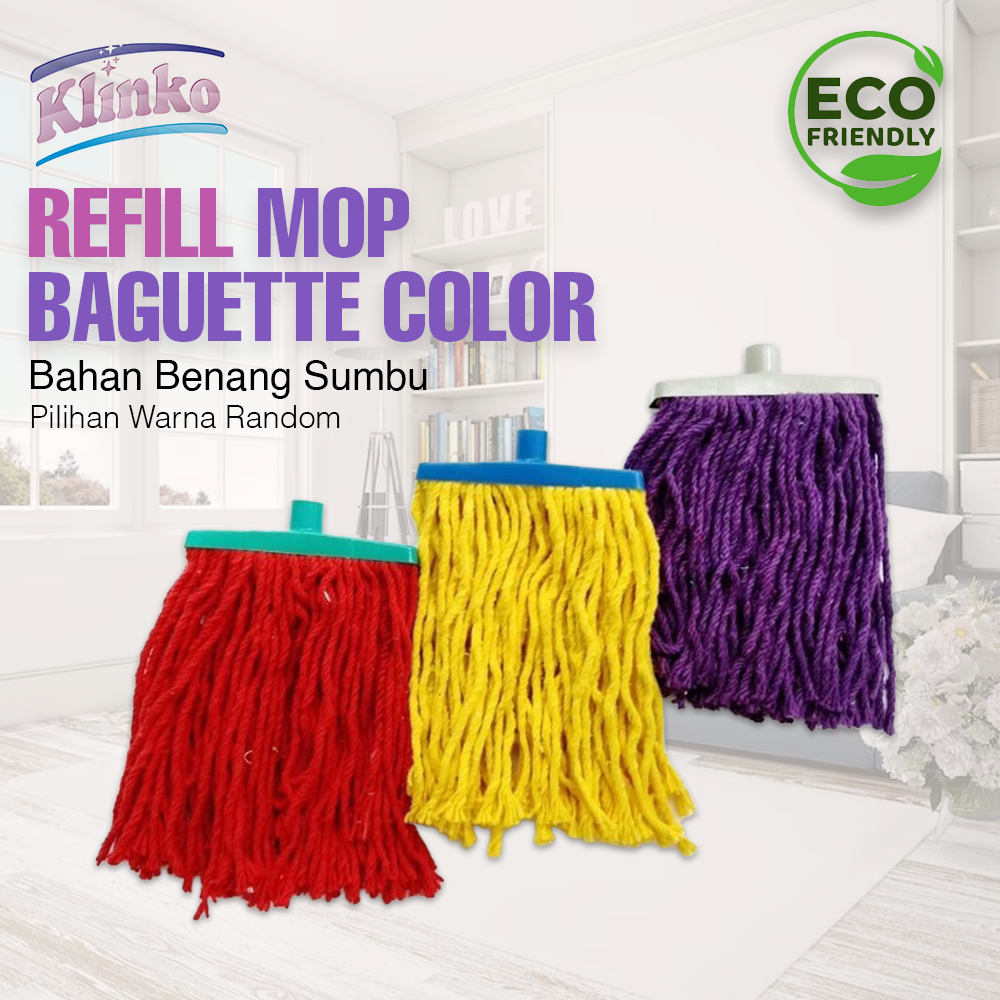 REFILL Alat Pel Lantai warna Mop Baguette color pel benang sumbu Klinko