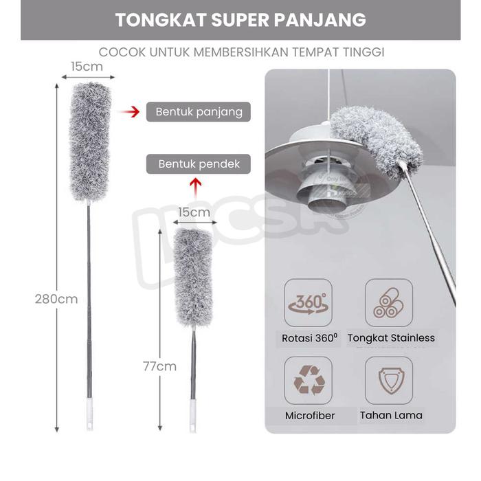 Kemoceng Panjang teleskopik 2.8m Telescopic Microfiber Lucsa LD-110