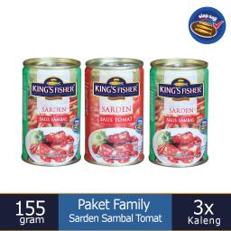 Paket Family Kings Fisher Sarden 3 saus sambal dan tomat Makanan Kaleng 155g