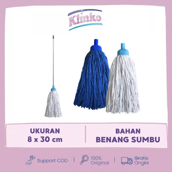 REFILL Alat Pel Lantai warna Mop Round pel benang sumbu Klinko