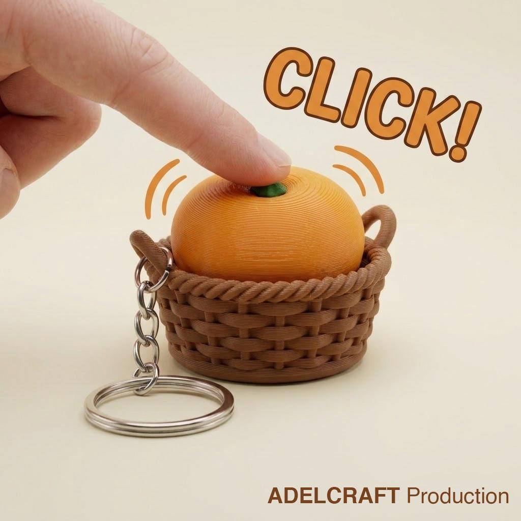 Ktmstore - Orange Basket Clicker Fidget Keranjang Jeruk Oren Gantungan Kunci Mechanical Keyboard 3D ASMR PETG