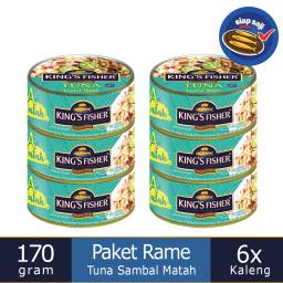 Paket 6 Pcs Kings Fisher Tuna Sambal Matah Daging Tuna Makanan Kaleng 170 g