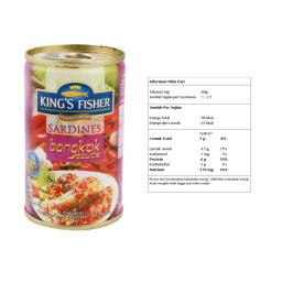Paket 3 pcs Kings Fisher Sarden mini rasa saus bangkok Makanan Kaleng 155g kings fisher