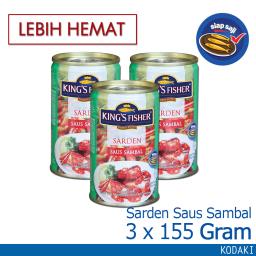 Paket 3 pcs Kings Fisher Sarden mini saus sambal Makanan Kaleng 155g kings fisher