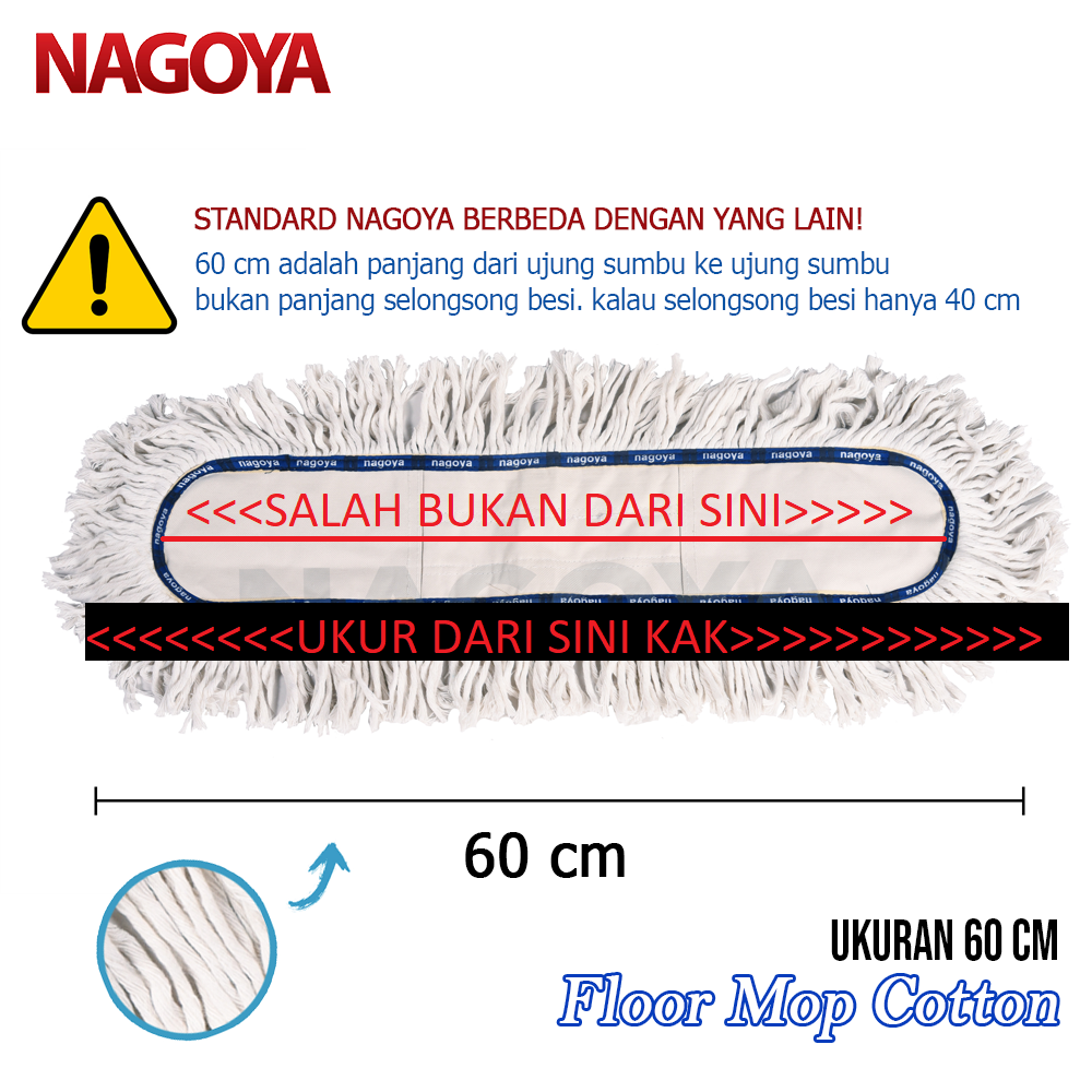 Refill Pel Mop Lobby Duster Pel Lantai Pel Lobi Mop Katun Nagoya 60cm