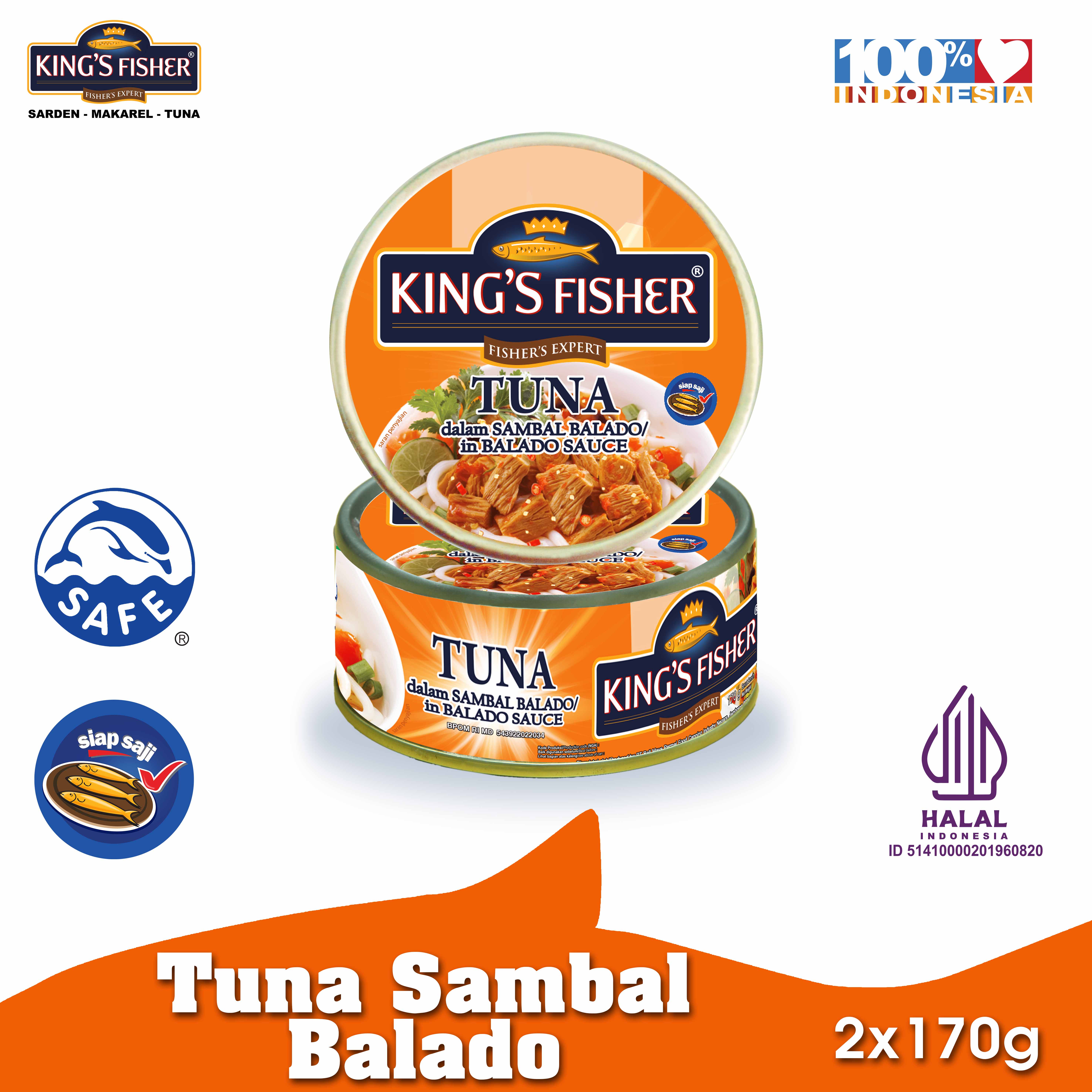 Paket 2 pc Kings Fisher Tuna Sambal balado Daging Tuna Makanan Kaleng 170 g