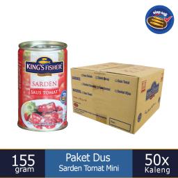 Paket 1 dus 50pc Kings Fisher Sarden saus tomat Makanan Kaleng 155g