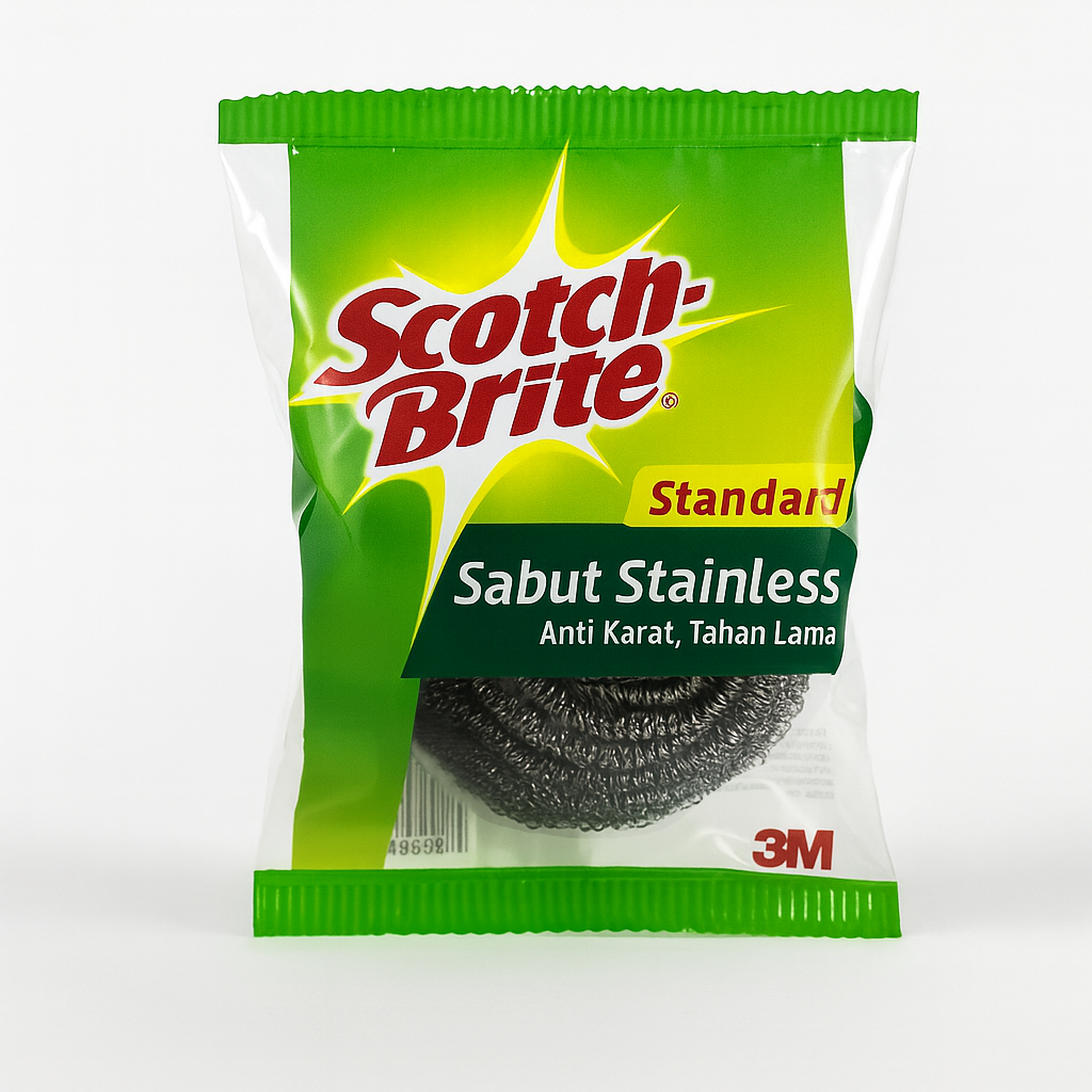 PAKET 3 PCS 3M Scotch Brite Sabut Stainless Kawat Cuci Piring Ekonomis ID T57N