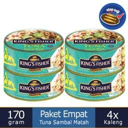 Paket 4 Pcs Kings Fisher Tuna Sambal Matah Daging Tuna Makanan Kaleng 170 g