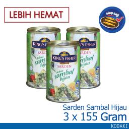 Paket 3 pcs Kings Fisher Sarden mini Sambal Hijau Makanan Kaleng 155g kings fisher