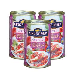 Paket 3 pcs Kings Fisher Sarden mini rasa saus bangkok Makanan Kaleng 155g kings fisher