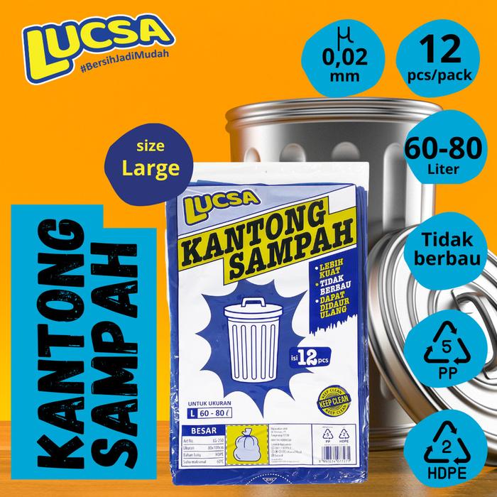 Kantong Sampah L 60-80L Plastik Sampah Bin Liner Garbage Bag Lucsa 250