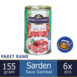 Paket 6 pcs Kings Fisher Sarden mini saus sambal Makanan Kaleng 155g kings fisher