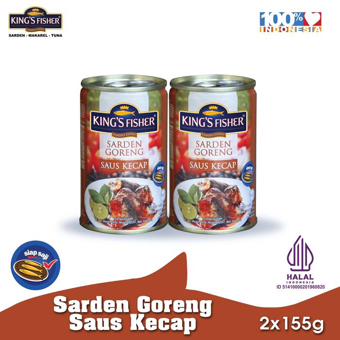 Paket 2 pcs King's Fisher Sarden goreng mini rasa saus kecap Makanan Kaleng 155g kings fisher