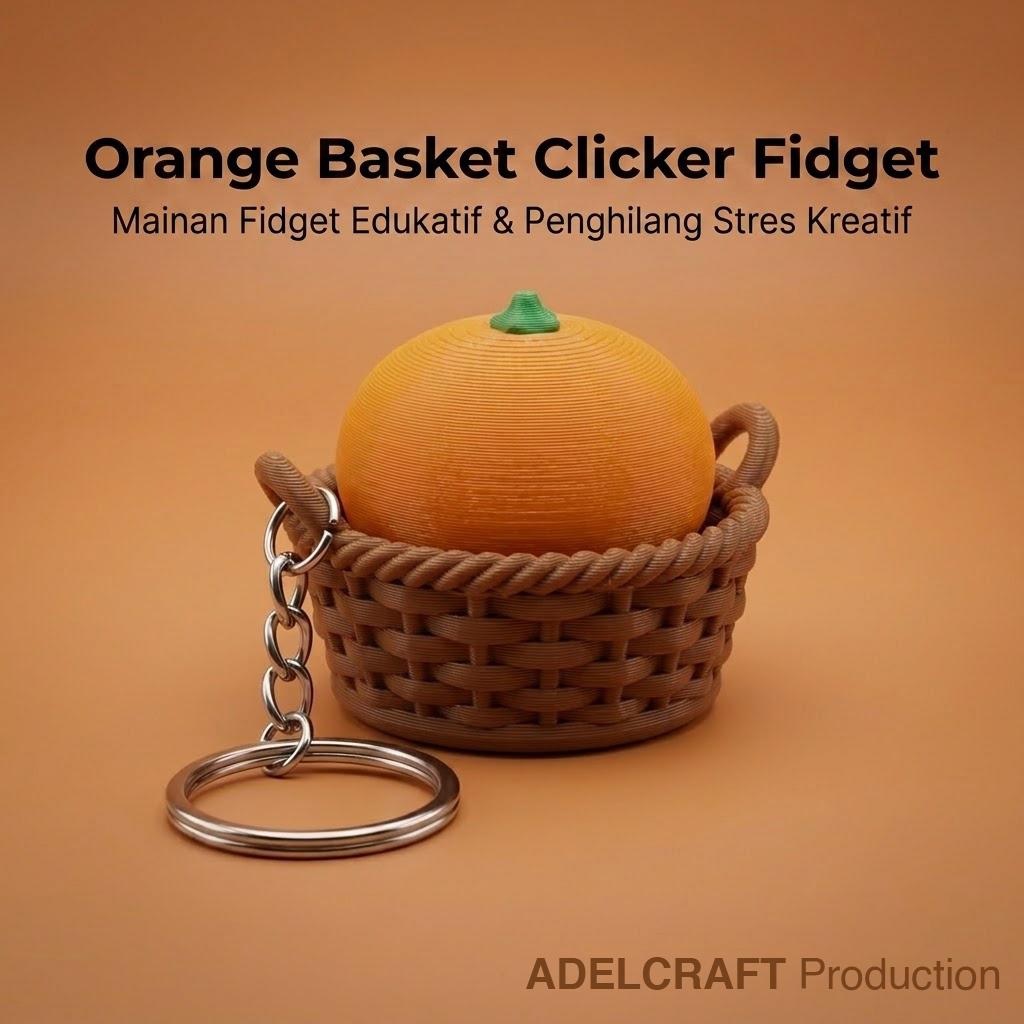 Ktmstore - Orange Basket Clicker Fidget Keranjang Jeruk Oren Gantungan Kunci Mechanical Keyboard 3D ASMR PETG