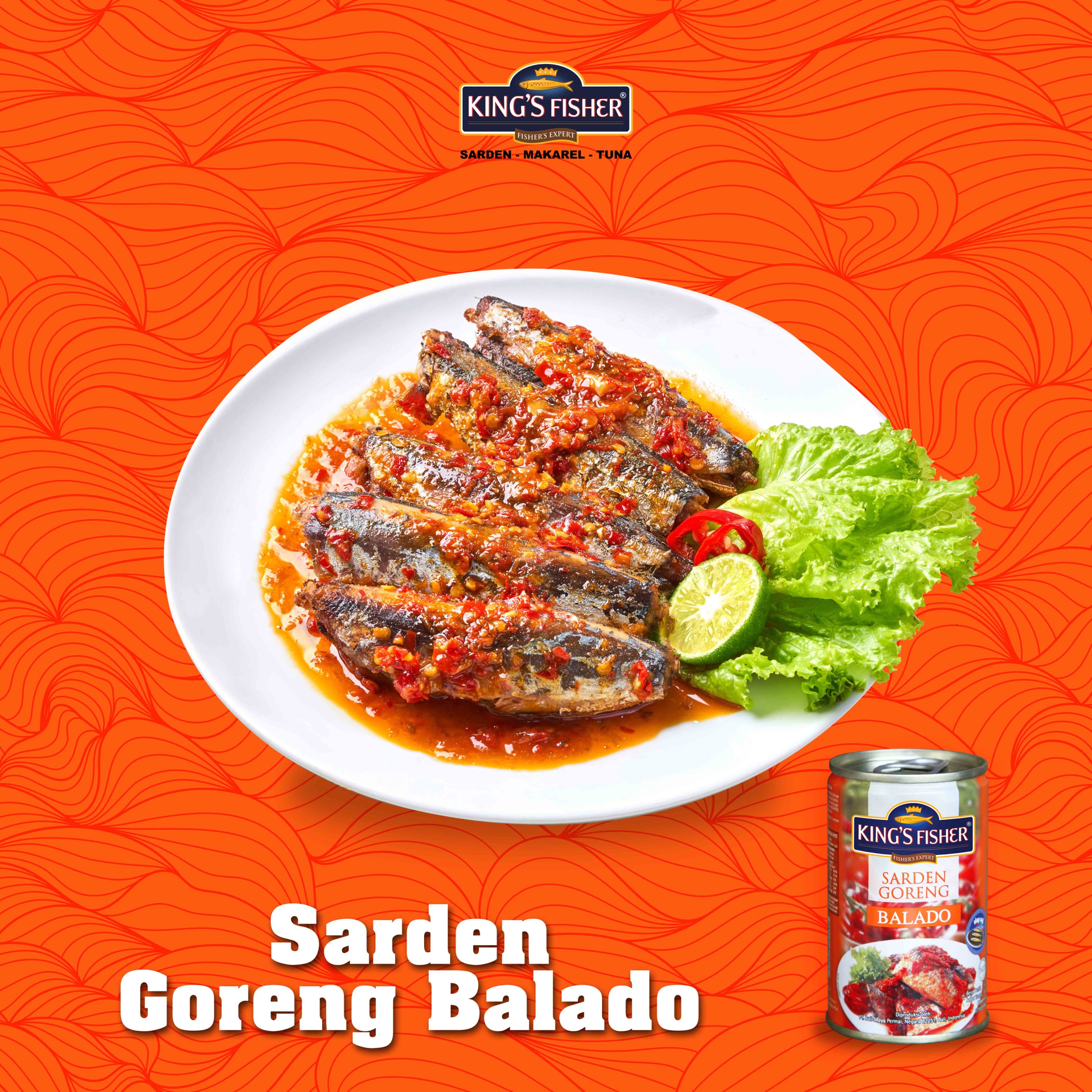 King's Fisher Sarden goreng mini rasa saus balado Makanan Kaleng 155 gr