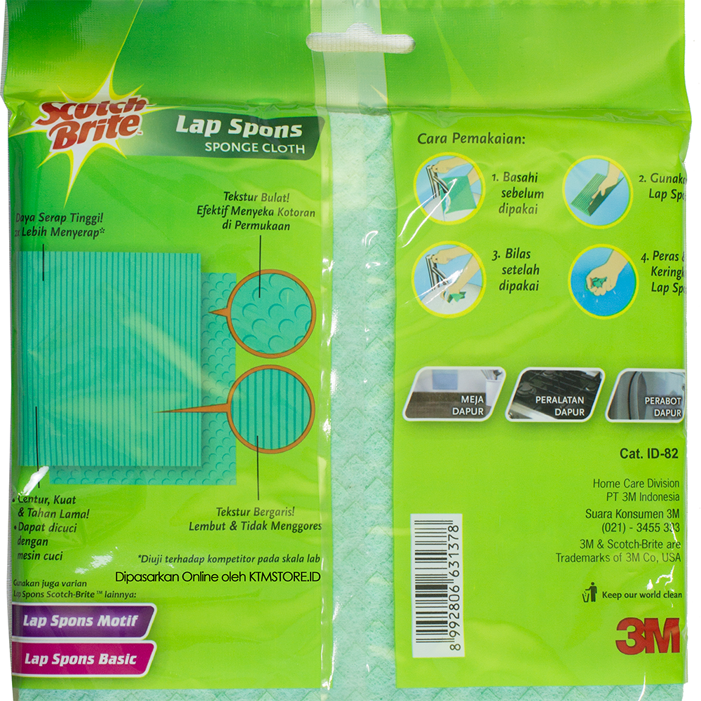 3M Scotch Brite Lap Spons Sponge Lap dapur meja lantai ID-82