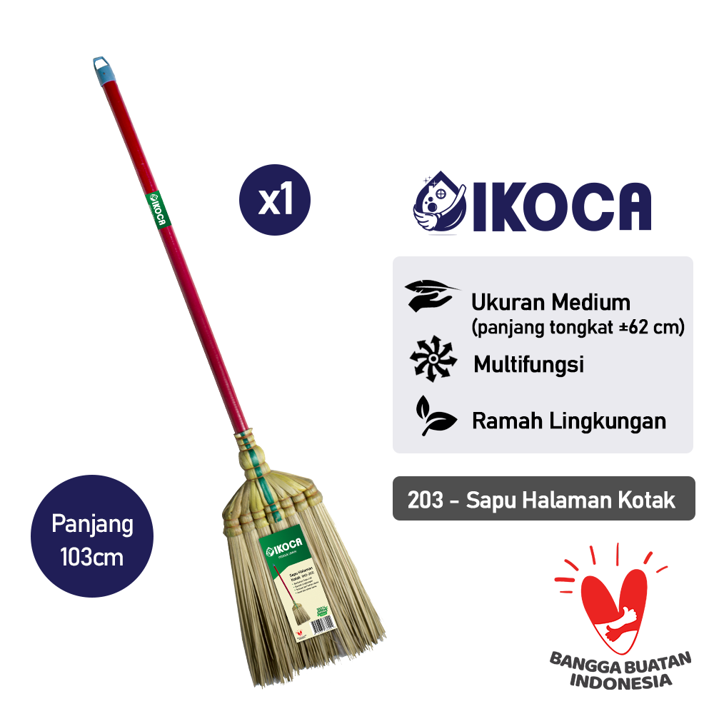 Sapu Lidi Halaman KOtak Medium Gagang sapu lidi taman IKOCA IKO-203