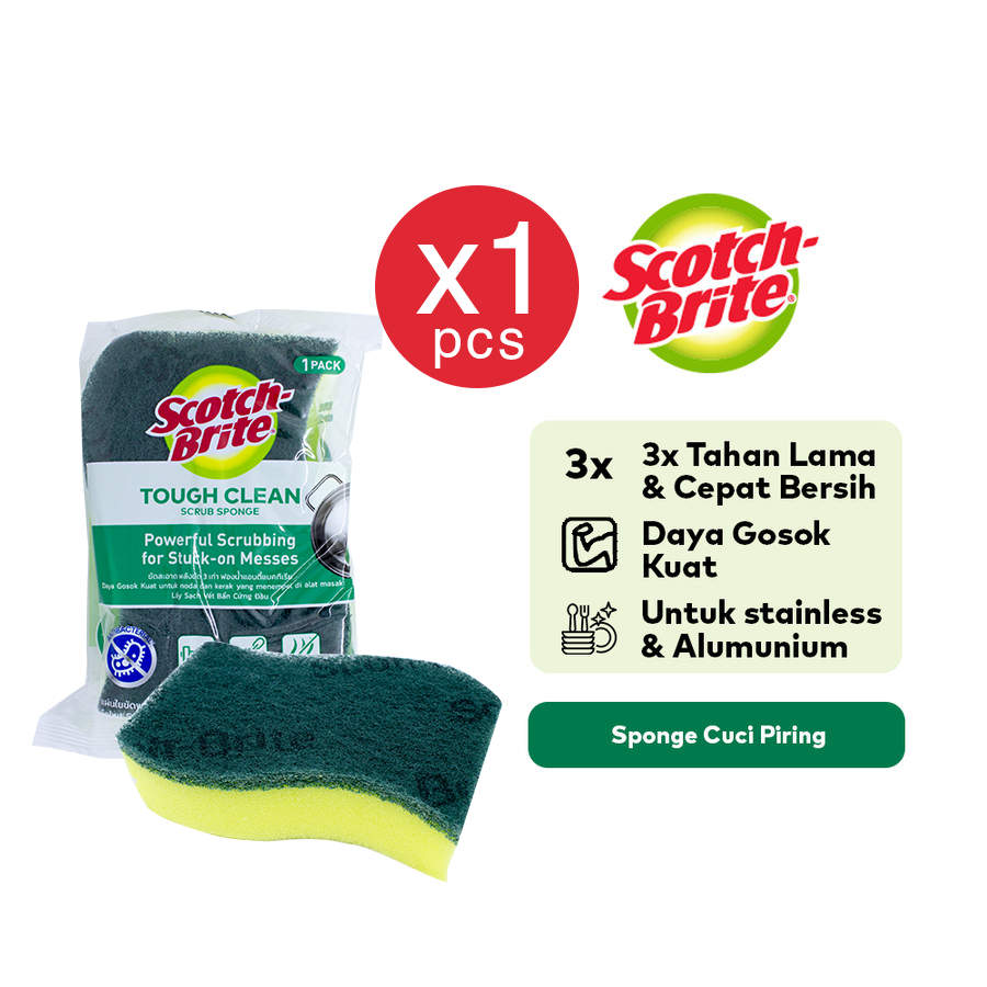 3M Scotch-Brite Tough Clean Scrub Sponge Sabut Spons Daya Gosok Kuat