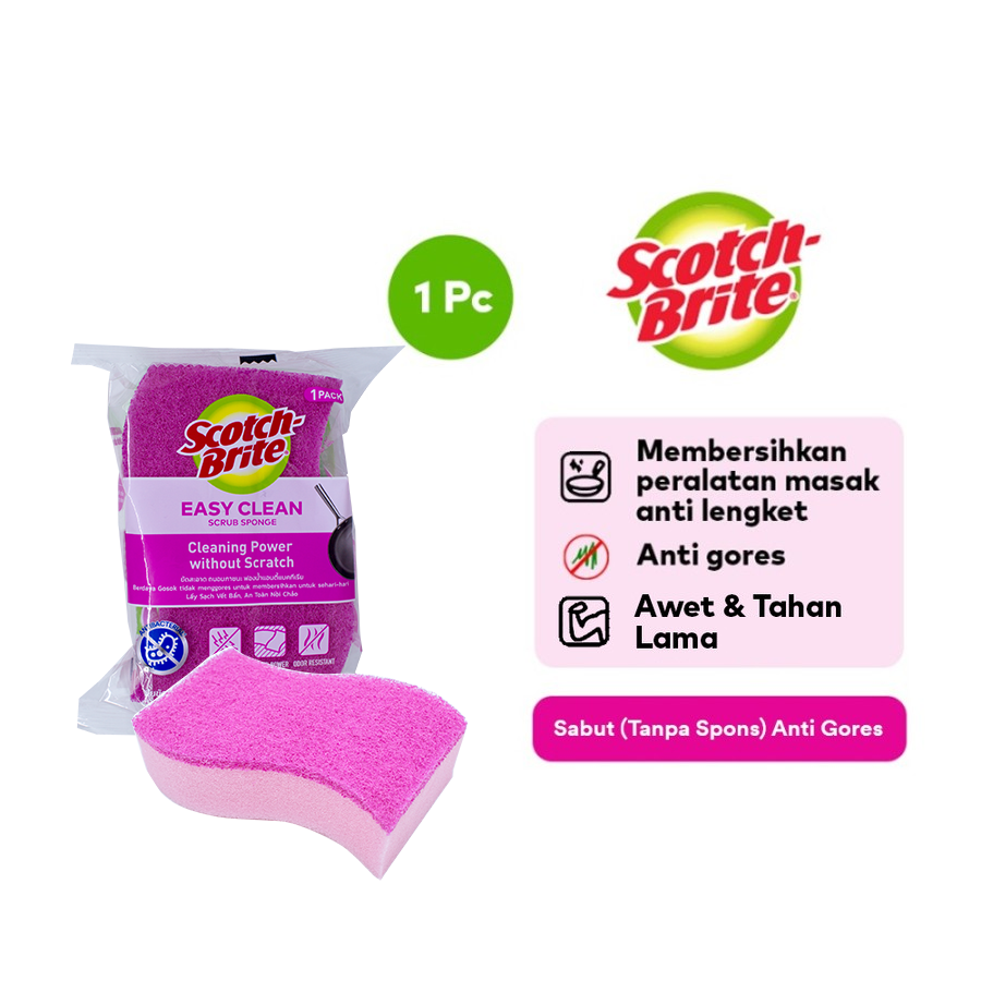 3M Scotch-Brite Easy Clean Scrub Sponge Spons Anti Gores LAM-STD-34