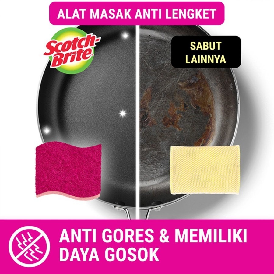 Scotch-Brite 3M Sabut Spons cuci Anti Gores Anti Bakteri isi 2 STD-35