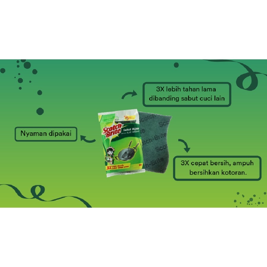3M Scotch Brite Sabut Hijau Cuci Piring Tough Clean Scrub Pad 1- 69