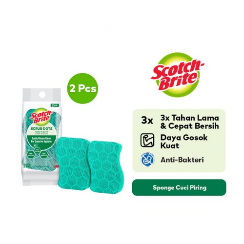 Scotch-Brite 3M Sabut Spons Scrub Dots Daya Gosok Kuat HD SD-HD-PK2