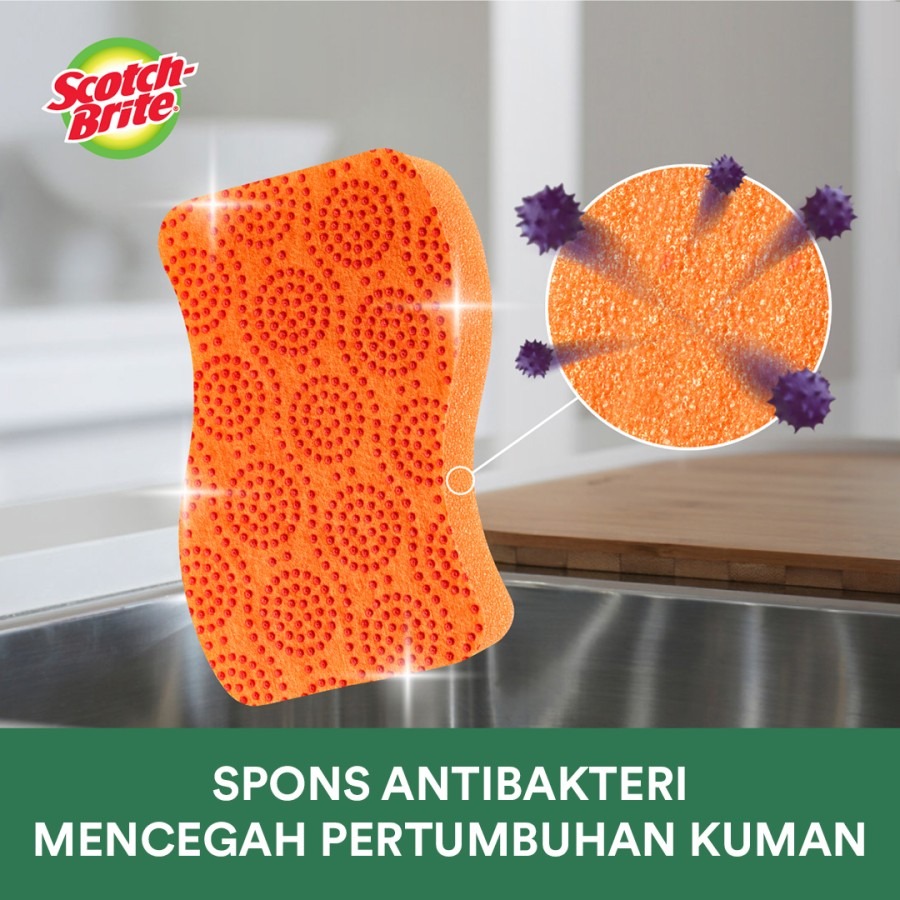 Scotch-Brite 3M Sabut Spons Scrub Dots NS SD-NS-OR-PK2