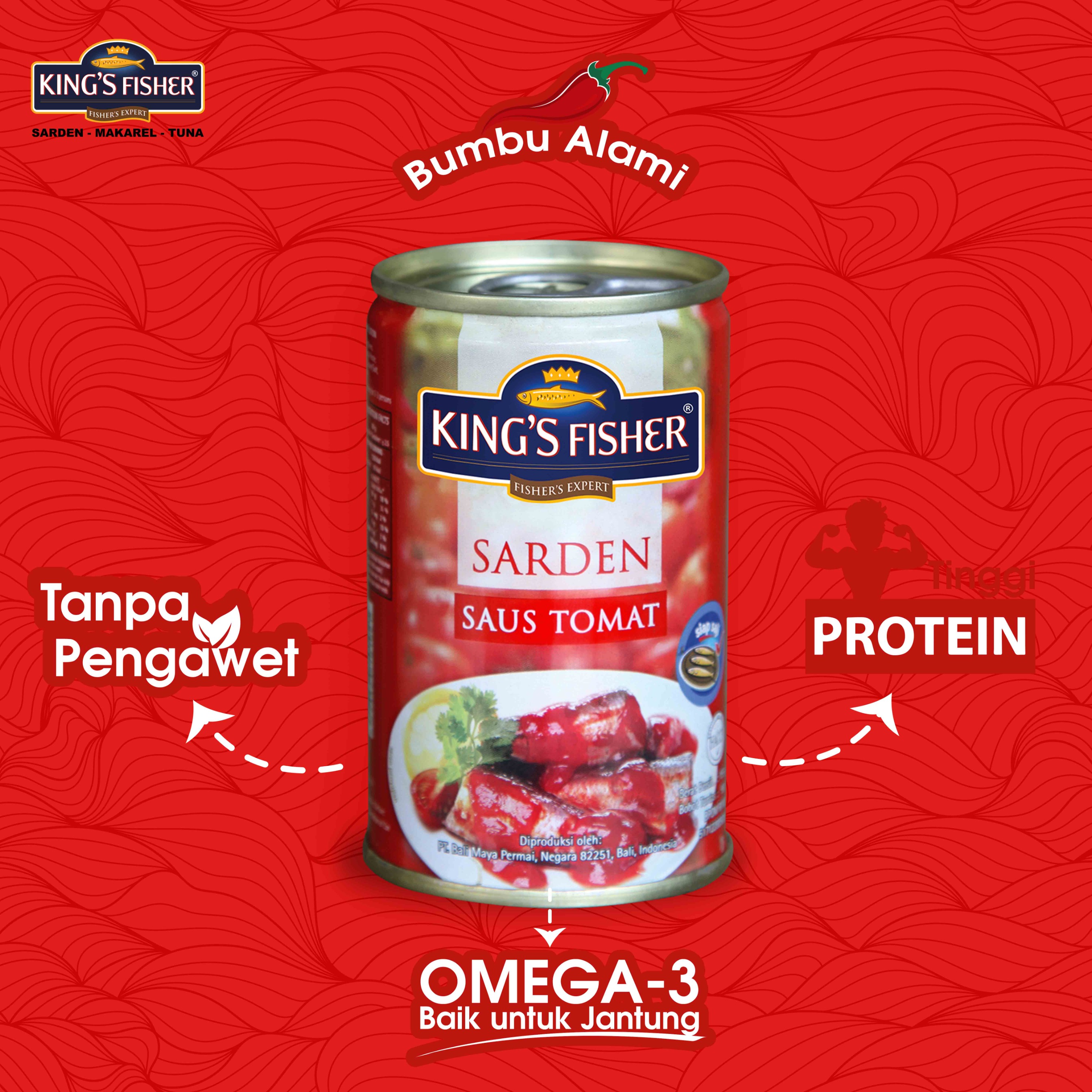 King's Fisher Sarden mini saus tomat Makanan Kaleng 155 gr