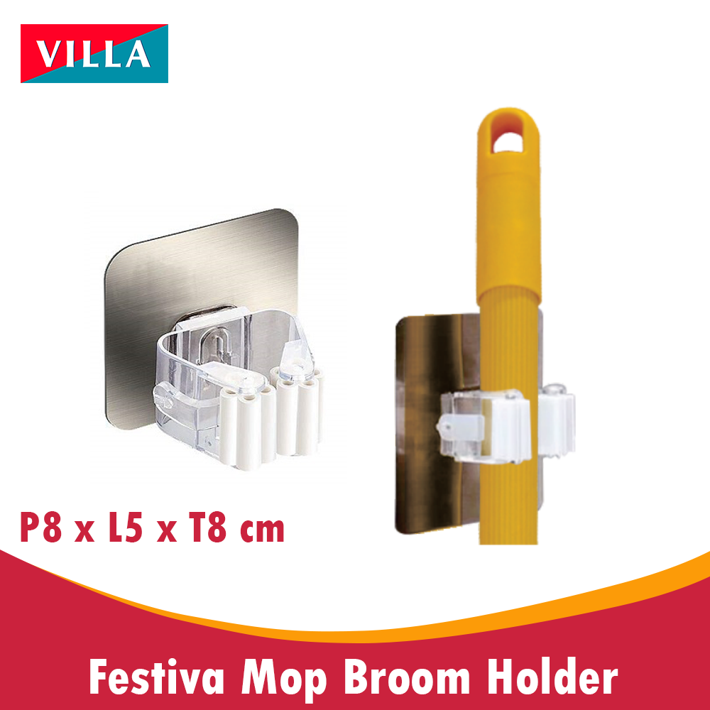 VILLA FESTIVA gantungan sapu pel lantai Mop Broom Holder Hook dinding