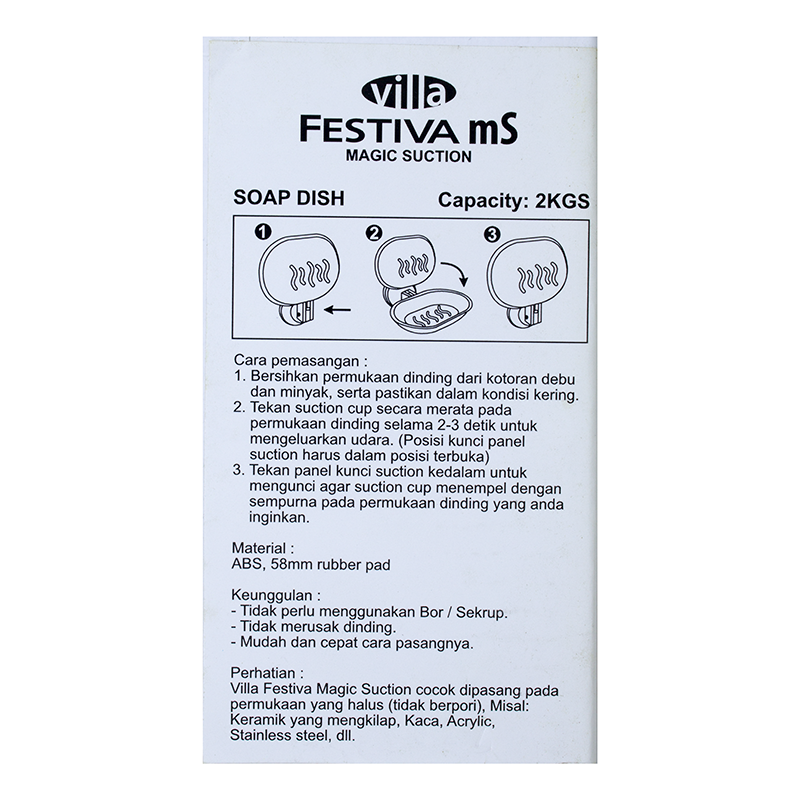 Magic Suction Premium Soap Dish gantungan sabun mandi Villa Festiva