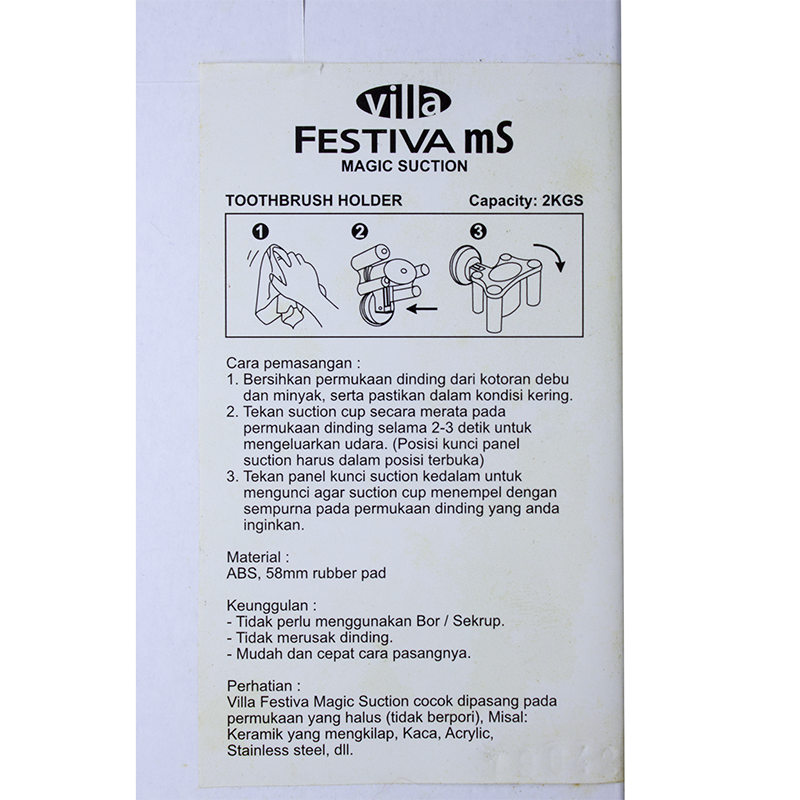 Magic Suction Premium toothbrush holder rak sikat gigi Villa Festiva