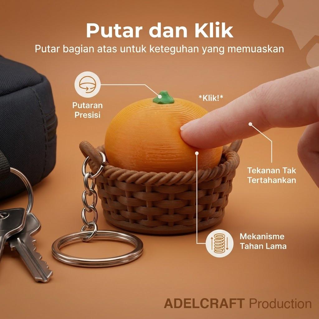 Ktmstore - Orange Basket Clicker Fidget Keranjang Jeruk Oren Gantungan Kunci Mechanical Keyboard 3D ASMR PETG