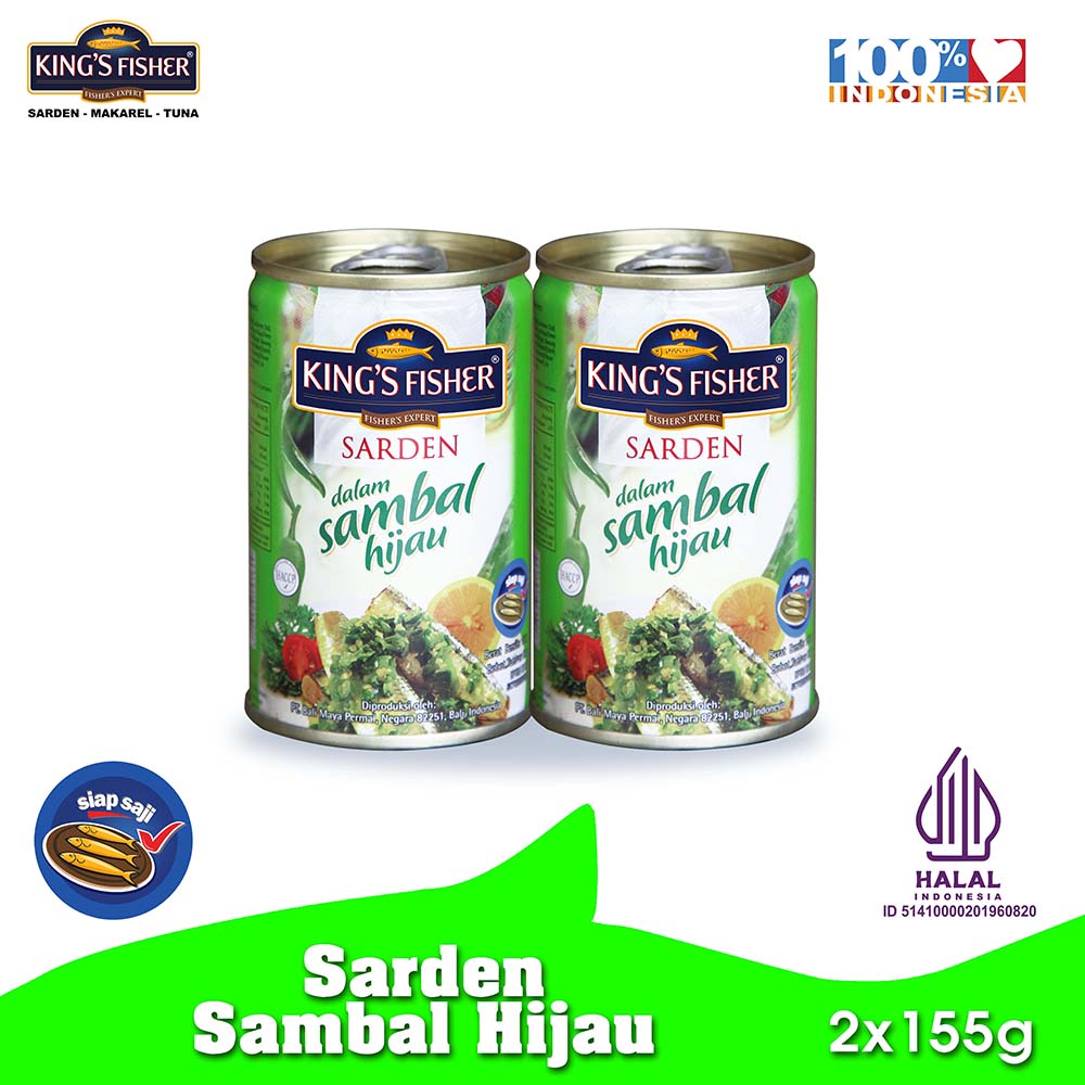 Paket couple 2 pc King's Fisher Sarden sambal hijau Makanan Kaleng 155g kings fisher