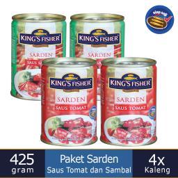 Kings Fisher Paket 4 pcs Sarden saus tomat dan pedas 425g Makanan Kaleng