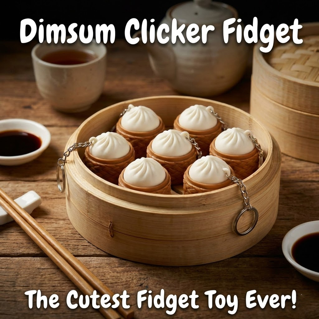 Ktmstore - Dimsum Clicker Fidget Gantungan Kunci Keyboard Switch Mechanical Keycap Bakpao 3D Mainan Unik